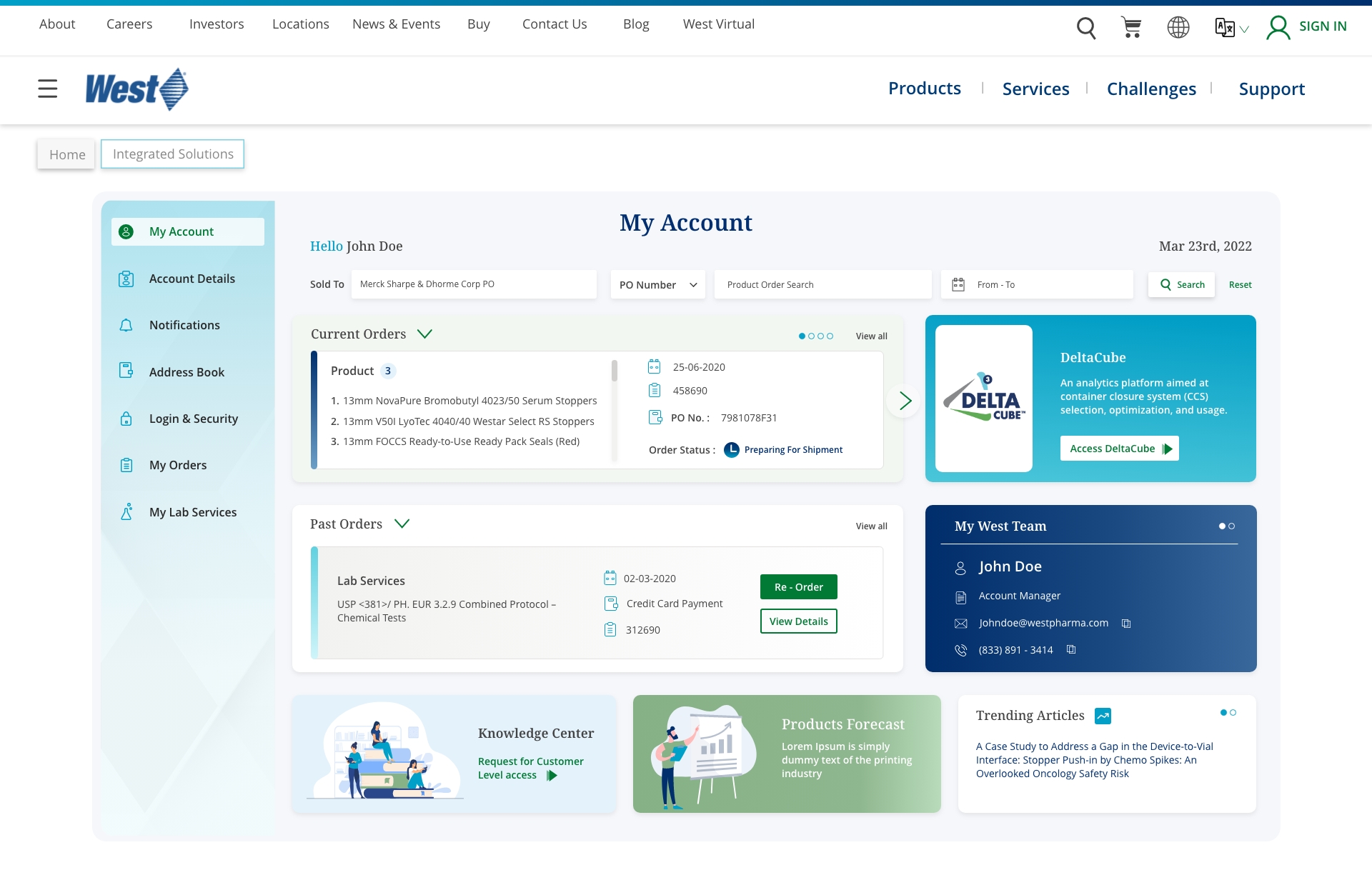 MY ACCOUNT DASHBOARD